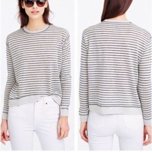 J Crew Merino Wool Metallic Striped Sweater Gray S